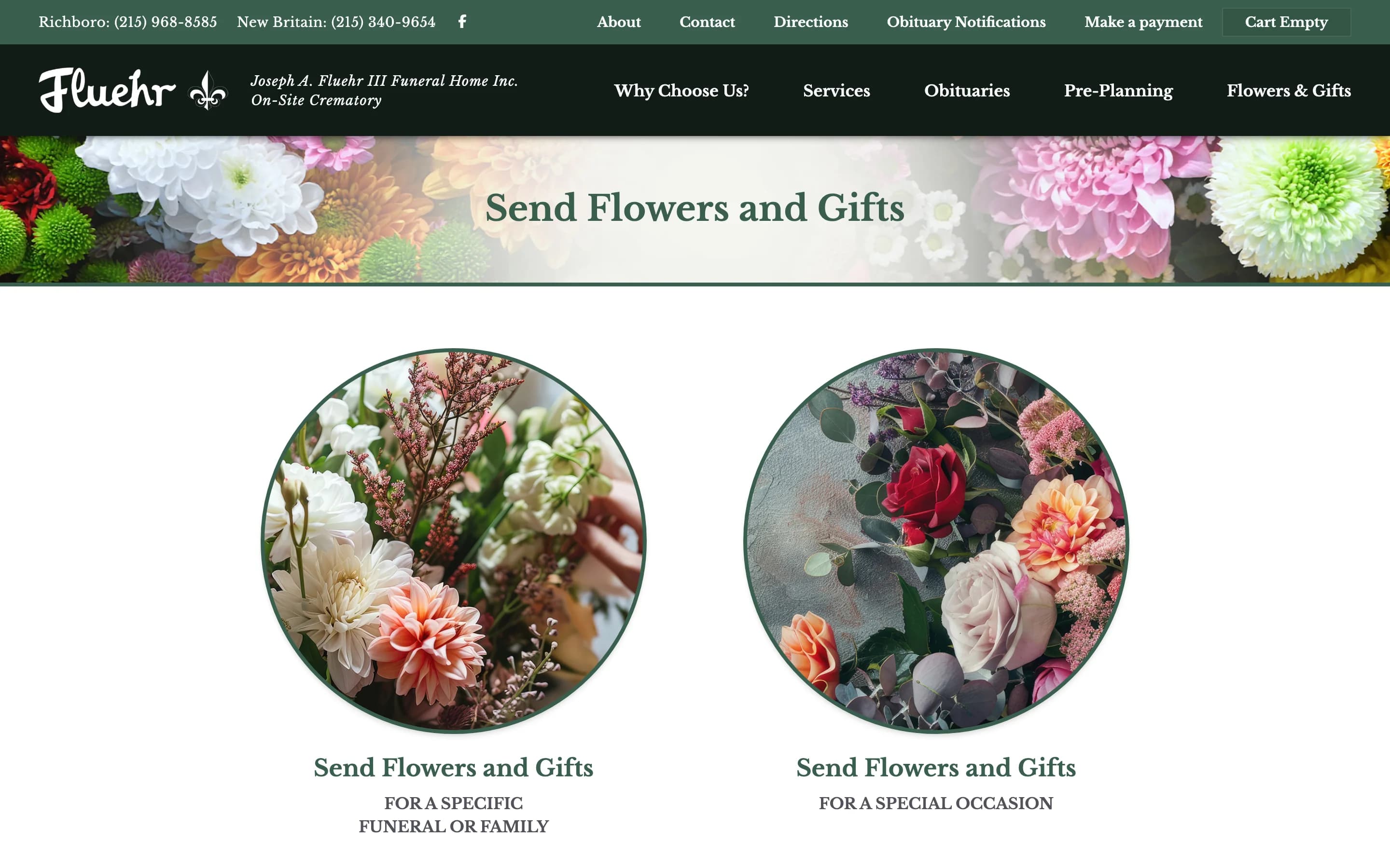 Jackava-powered flower shop for Fluehr Funeral Home